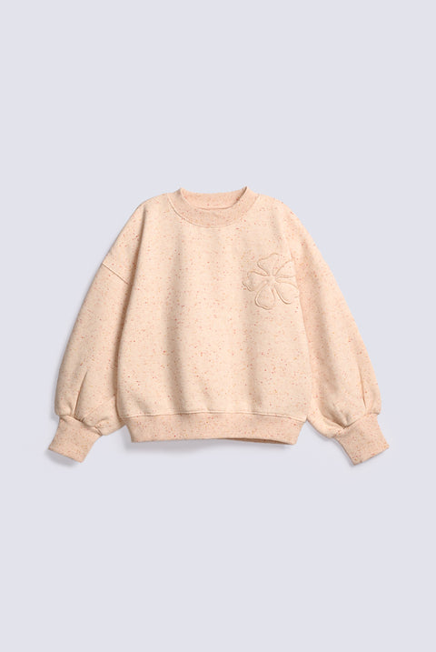 GIRLS NAP YARN APPLIQUE SWEATSHIRT