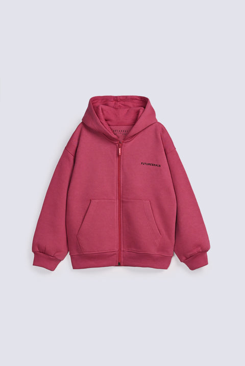 GIRLS BASIC ZIPPED HOODED TOP