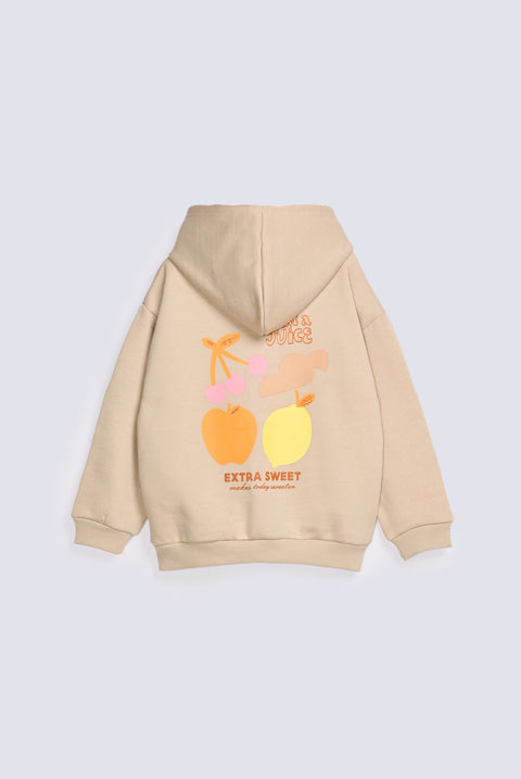 GIRLS PRINTED ZIPPER HOODED TOP