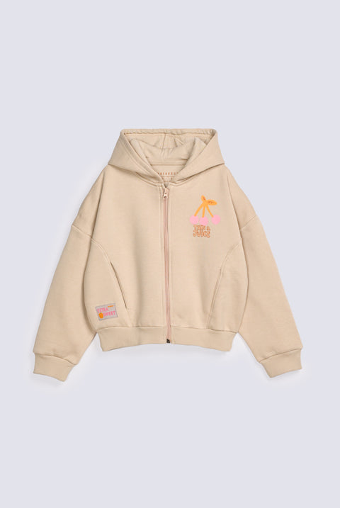 GIRLS OVERSIZED ZIPPER HOODED TOP