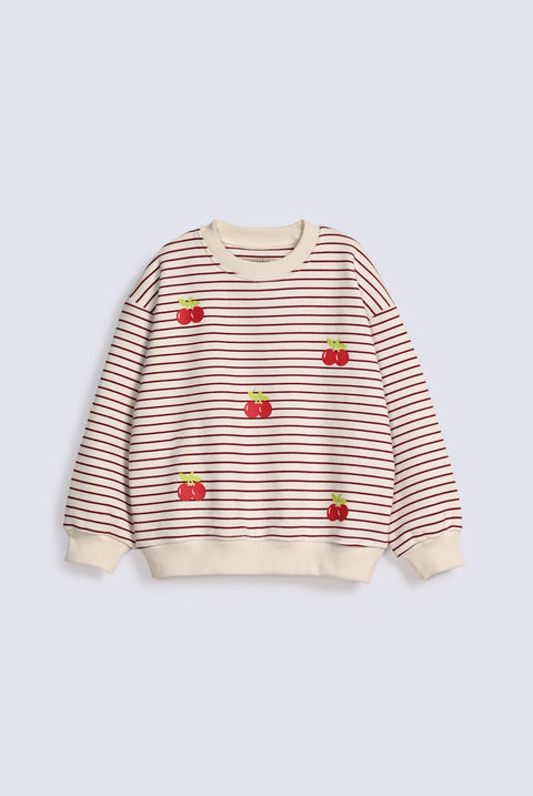 GIRLS STRIPED SWEATSHIRT WITH CHERRIES