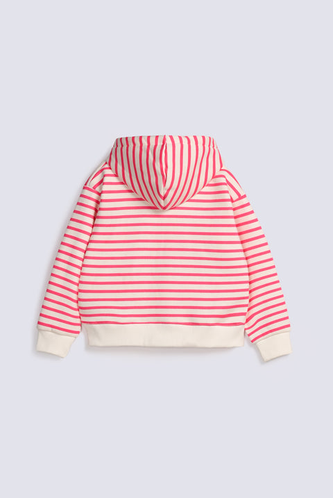 GIRLS STRIPED PRINTED HOODED TOP