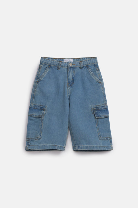 BOYS 3-QUARTER CARGO DENIM