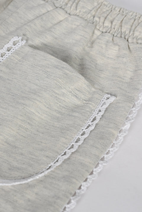 GIRLS KNIT LOOSE TROUSER WITH LACE