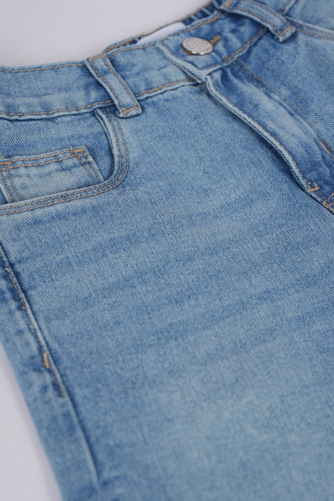 GIRLS EMBROIDERED WIDE LEG DENIM