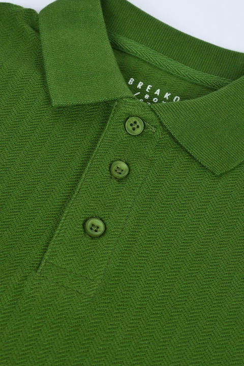 BOYS HERRINGBONE KNIT POLO