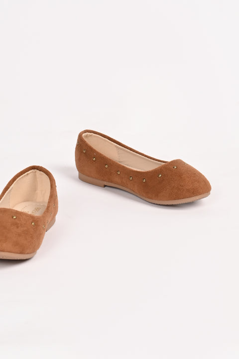 GIRLS STUDDED BALLET FLATS