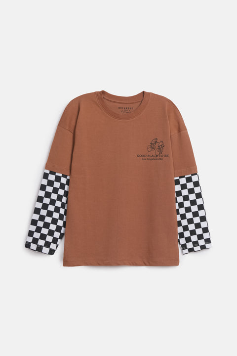 BOYS EXTENDED PRINTED SLEEVE TEE