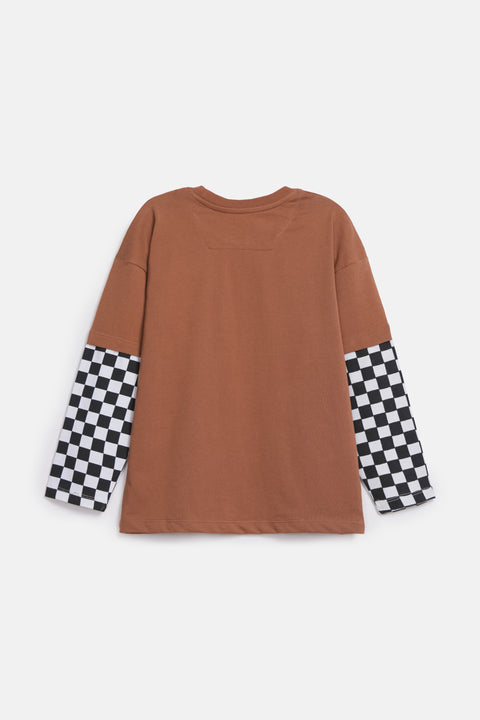 BOYS EXTENDED PRINTED SLEEVE TEE