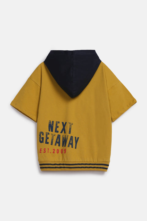 BOYS HOODED RIBBED TEE