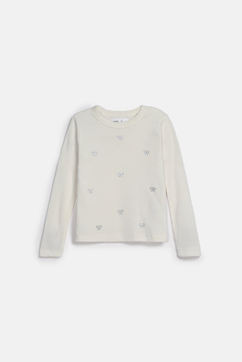 GIRLS RIBBED EMBELLISHED T-SHIRT