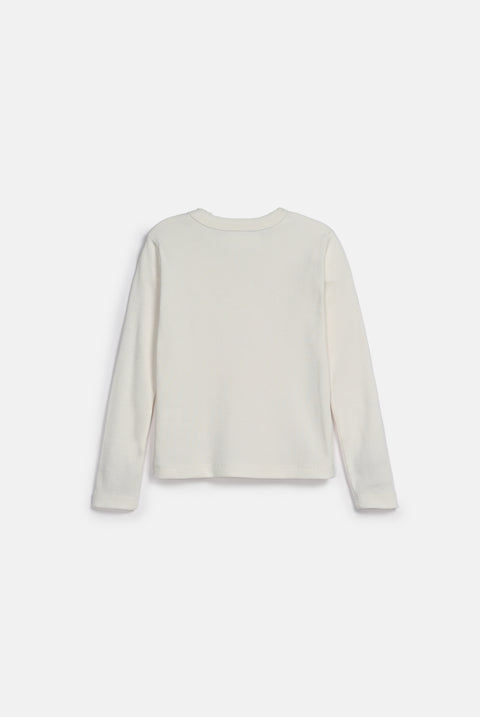 GIRLS RIBBED EMBELLISHED T-SHIRT