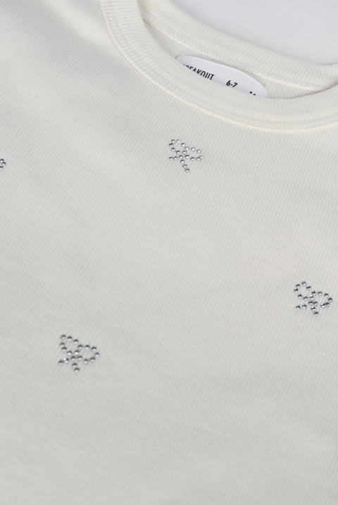 GIRLS RIBBED EMBELLISHED T-SHIRT