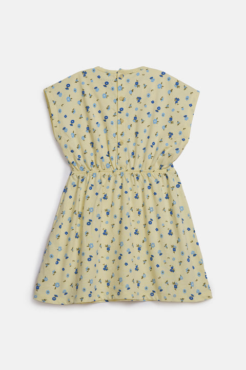 GIRLS FLORAL PRINTED KNIT DRESS