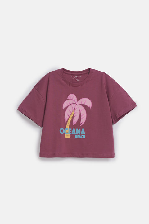 GIRLS BOXY PRINTED GRAPHIC T-SHIRT