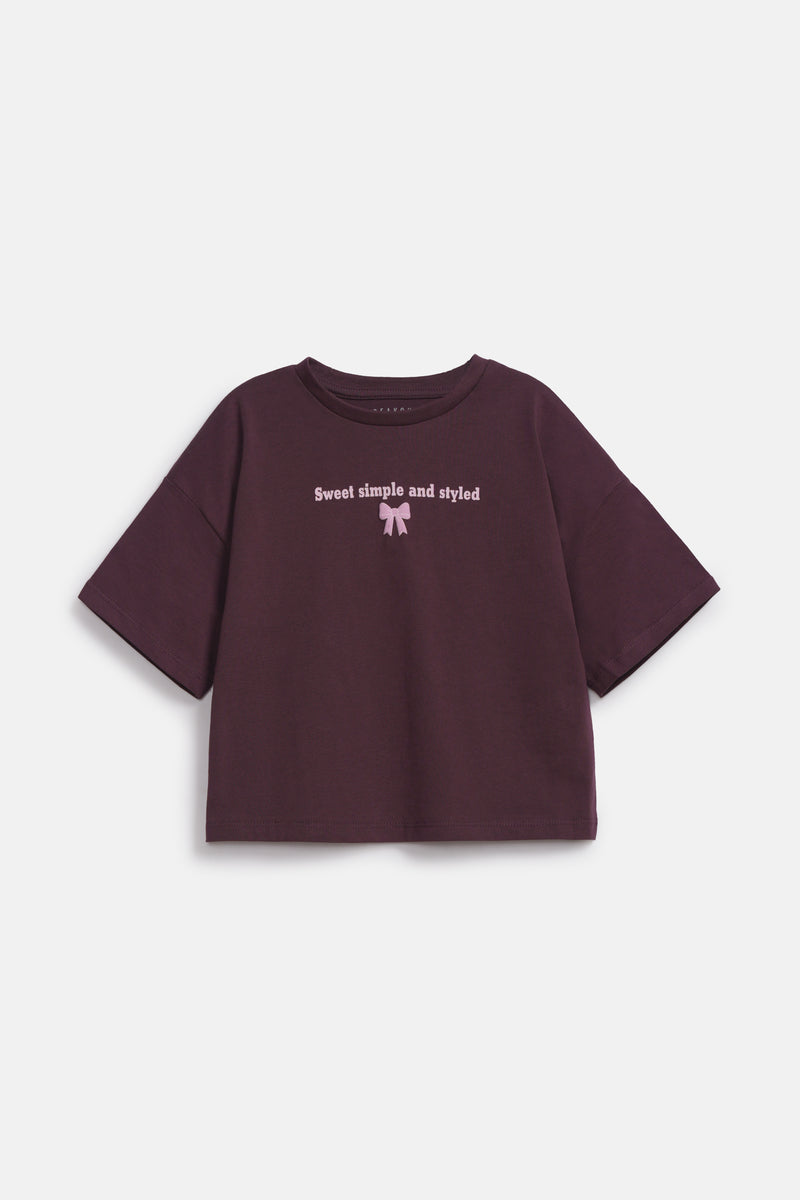 GIRLS BOXY TEXT GRAPHIC T-SHIRT