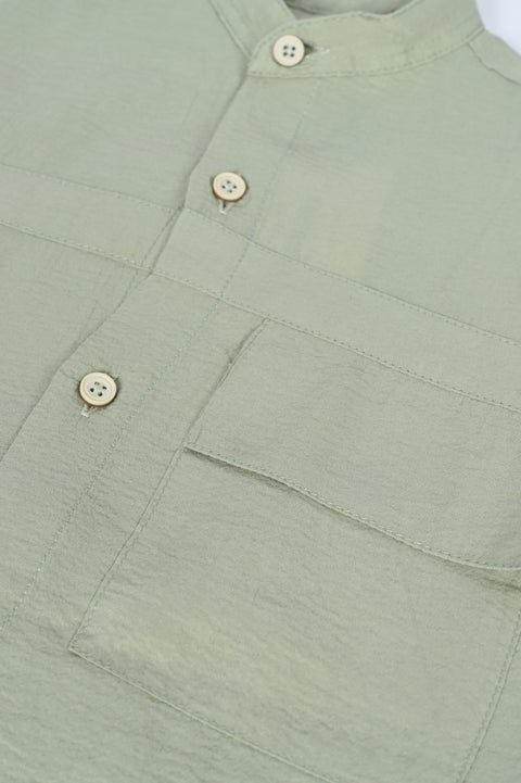 BOYS TEXTURED POCKET DETAIL SHIRT