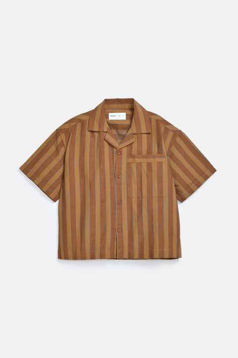 BOYS STRIPED RESORT COLLAR SHIRT