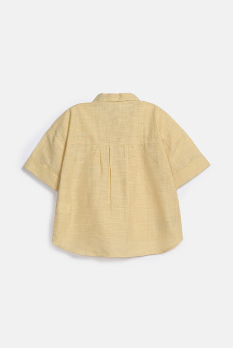 GIRLS EMBROIDERED BOXY BUTTON DOWN SHIRT