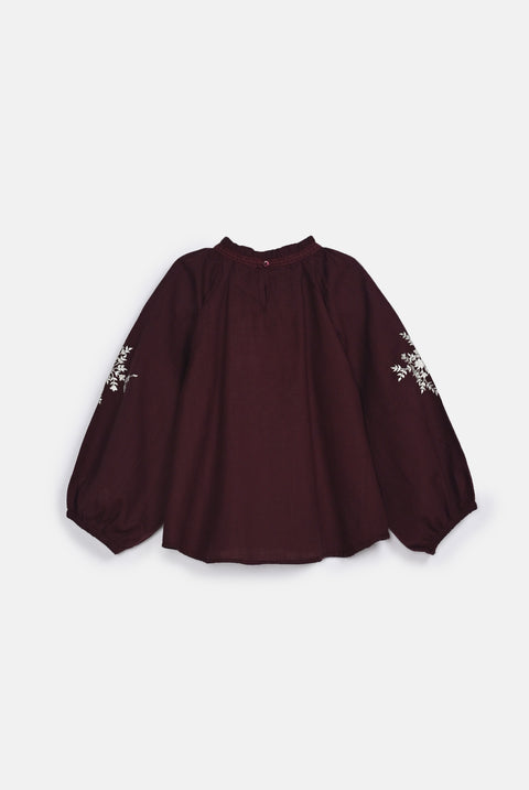 GIRLS FLORAL EMBROIDERED TOP