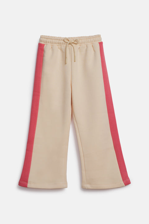GIRLS CONTRAST PANELLED FLEECE TROUSERS