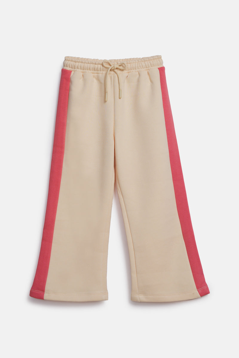 GIRLS CONTRAST PANELLED FLEECE TROUSERS