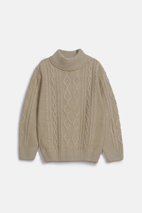BOYS CABLE KNIT HIGH NECK SWEATER