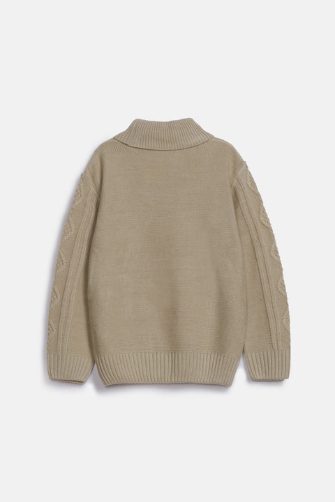 BOYS CABLE KNIT HIGH NECK SWEATER