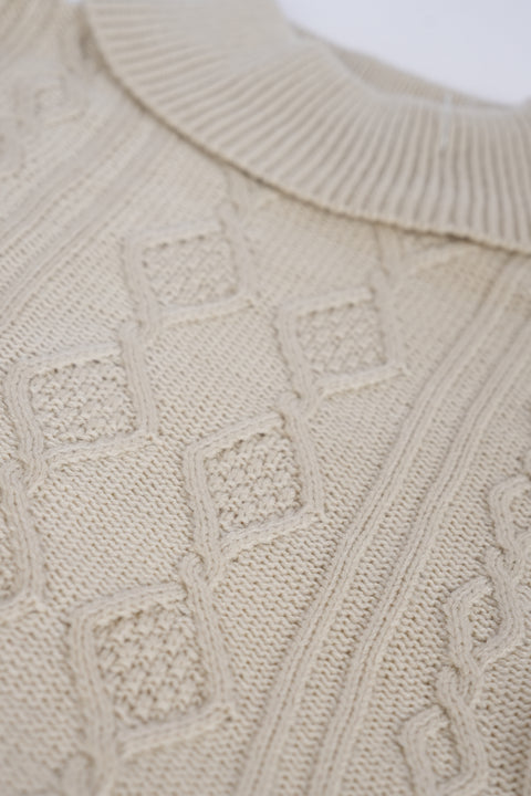 BOYS CABLE KNIT HIGH NECK SWEATER