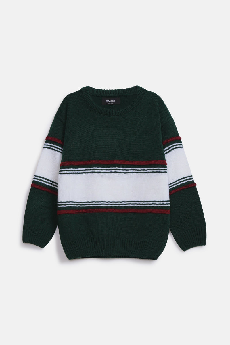 BOYS COLOR BLOCK TURKISH ACRYLIC SWEATER