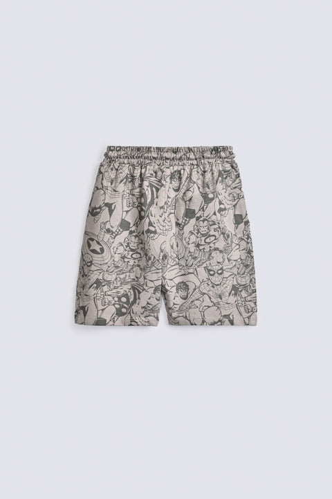 BOYS MARVEL PRINT KNIT SHORTS