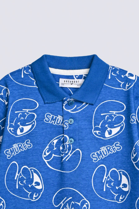 BOYS SMURF PRINT POLO