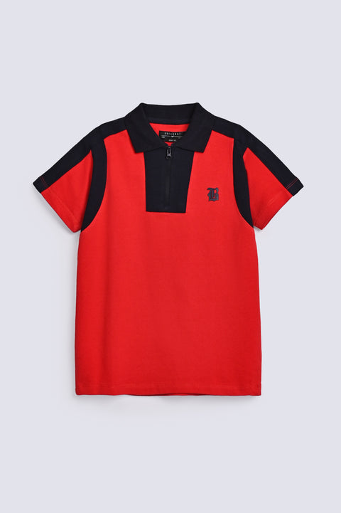 BOYS ZIP PLACKET POLO