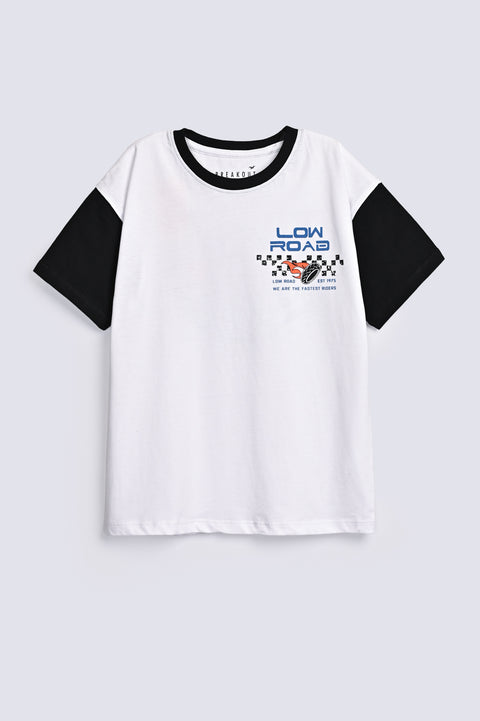 BOYS DROP SHOULDER CONTRAST SLEEVE TEE