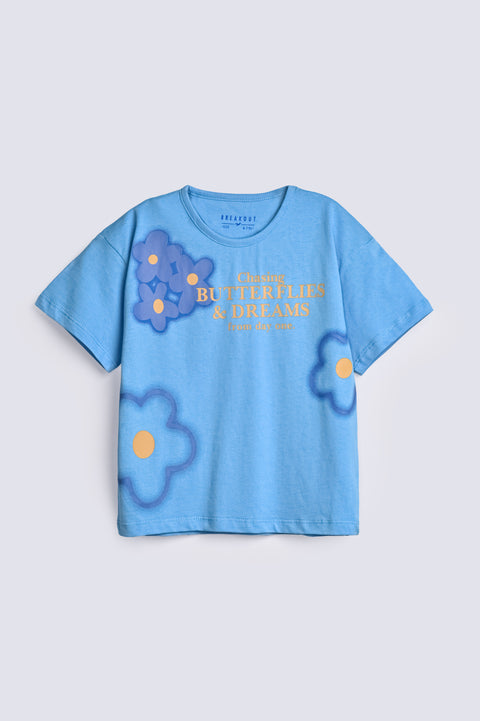GIRLS DROP SHOULDER PRINTED T SHIRT