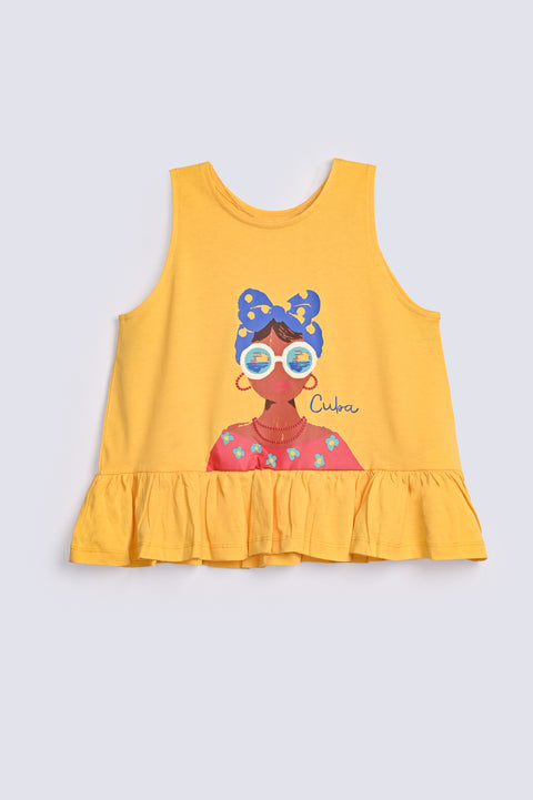 GIRLS CUBA PRINTED TOP
