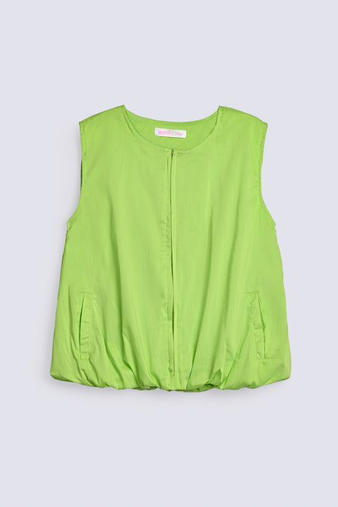 GIRLS BUBBLE HEM ZIPED TOP
