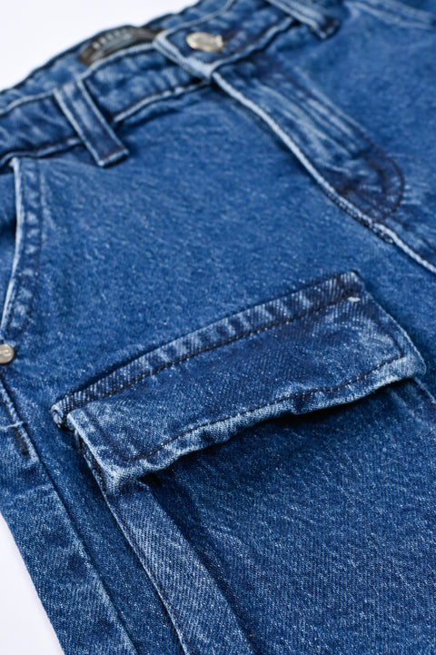 BOYS CARGO POCKET DENIM SHORTS