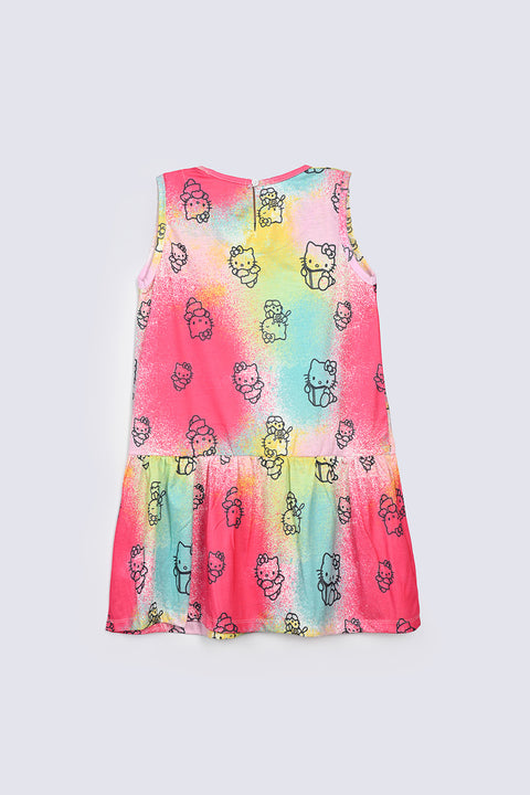 GIRLS HELLO KITTY PRINTED DRESS