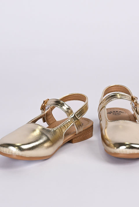 GIRLS METALLIC BALLET FLATS
