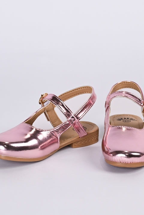 GIRLS METALLIC BALLET FLATS