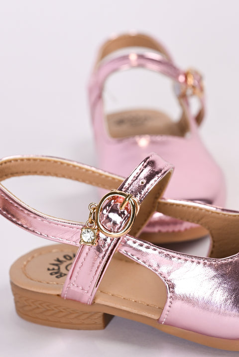 GIRLS METALLIC BALLET FLATS