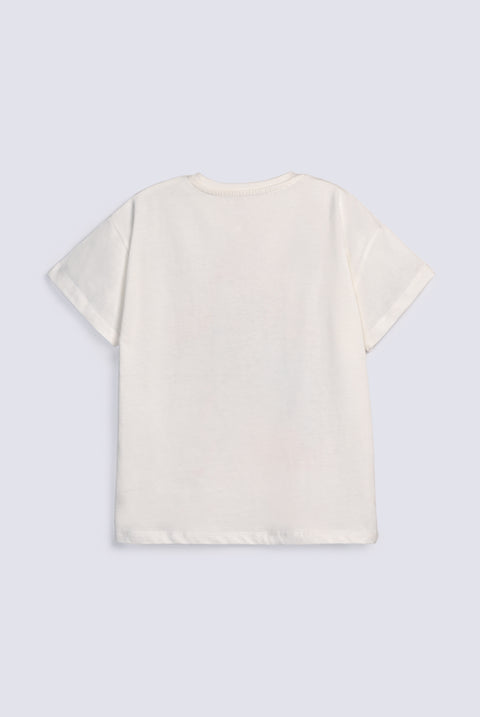 GIRLS DROP SHOULDER PRINTED T SHIRT
