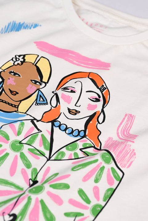 GIRLS DROP SHOULDER PRINTED T SHIRT