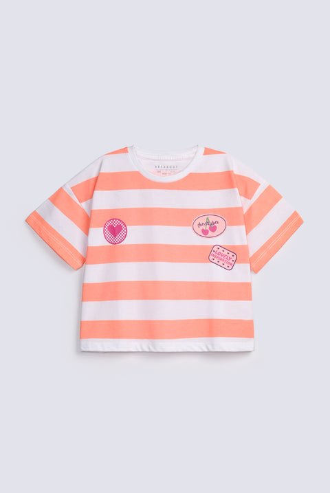 GIRLS STRIPERED BOXY T SHIRT