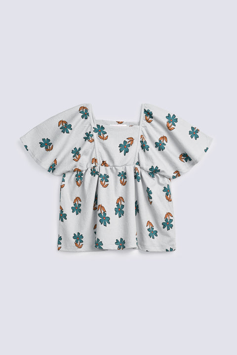 GIRLS TEXTURED PRINTED KNIT TOP