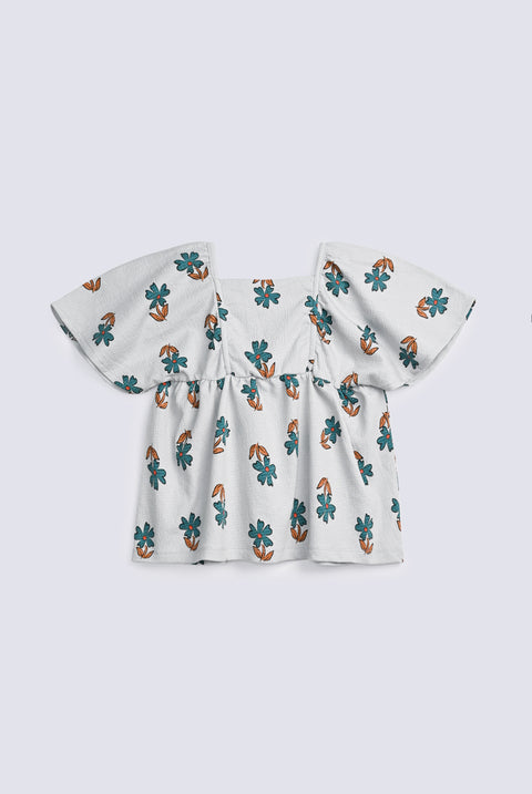GIRLS TEXTURED PRINTED KNIT TOP