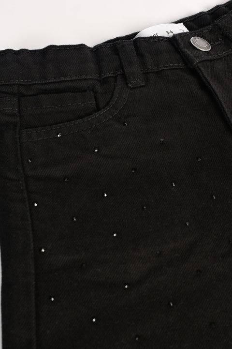 GIRLS DIAMANTES DENIM SHORTS