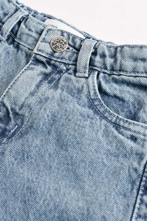 GIRLS FLOWER APPLIQUE DENIM SHORTS
