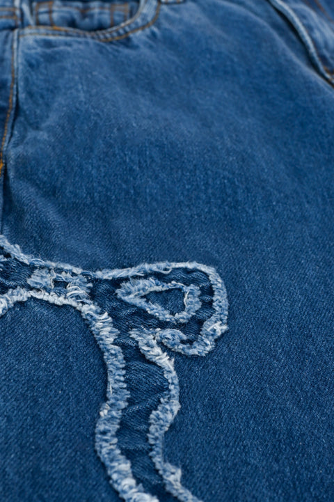 GIRLS WIDE LEG APPLIQUE DENIM